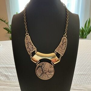 Mark by Avon Faux Snakeskin Gold Tone Statement Necklace
